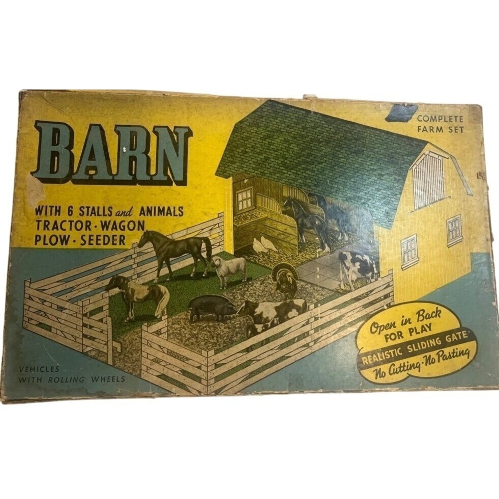 Vintage Built Rite Toys Realistic‎ Model Barn & Animals Set # 127 USA Read